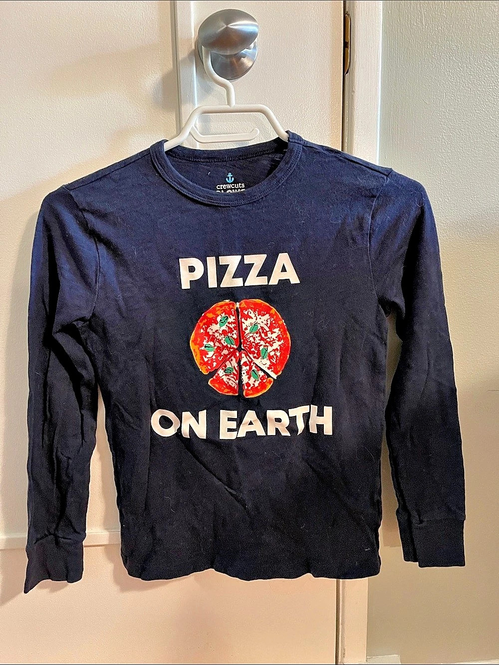 crewcuts Pizza on Earth Glow-in-the-Dark Long-Sleeve Tee, Blue, Size 10